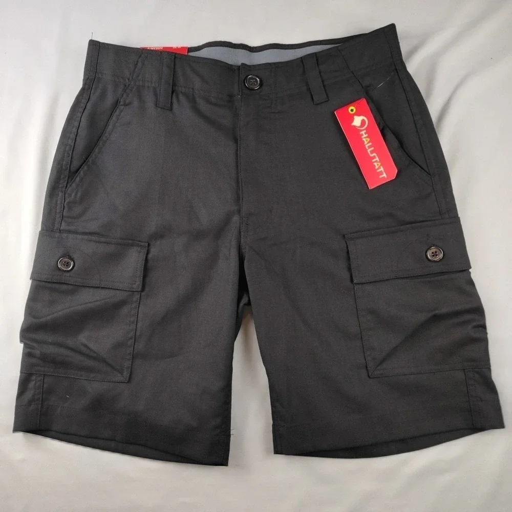 Hallstatt Cargo Shorts Mens Size 30x9 Black Breathable Stretch Comfort NWT